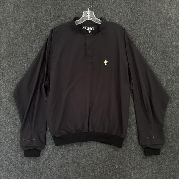 Zero Restriction Pullover Jacket Mens Medium Black Golf Pockets Snap Button - Picture 1 of 11